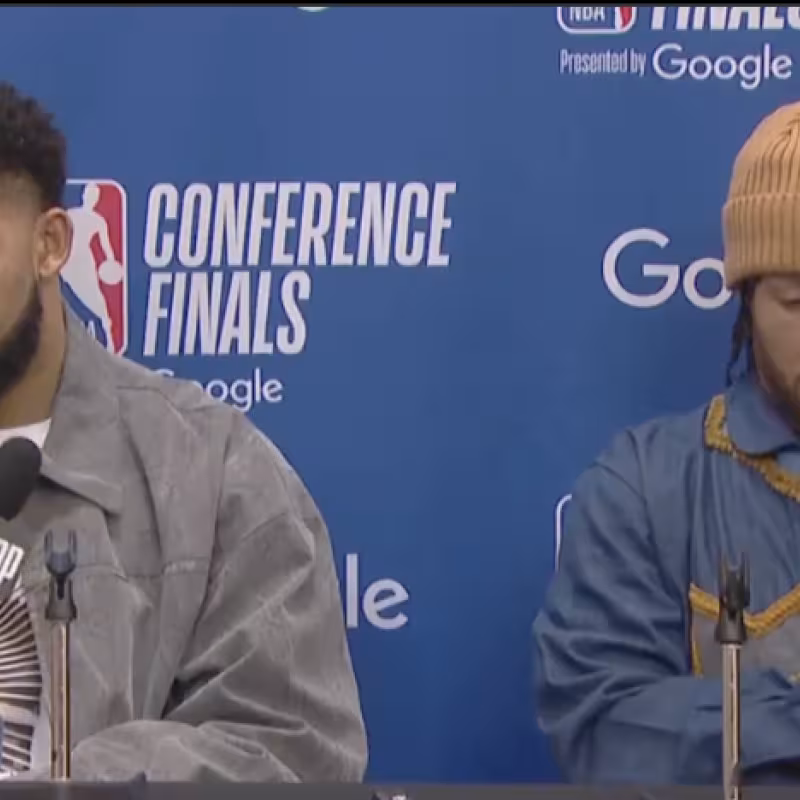 Jalen Brunson and Karl-Anthony Towns, after losing.