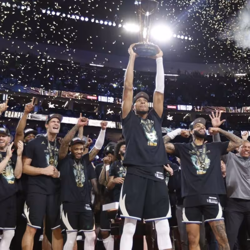 The Milwaukee Bucks, champions of the first NBA Cup in history.