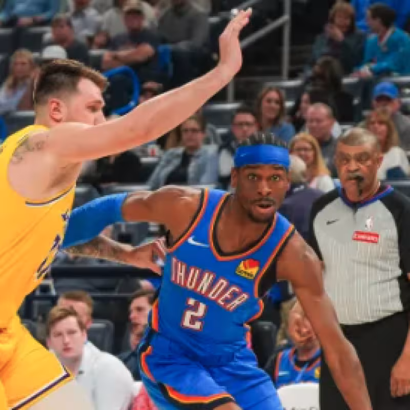 Luka Doncic faces Shai Gilgeous-Alexander in a Thunder-Lakers matchup.