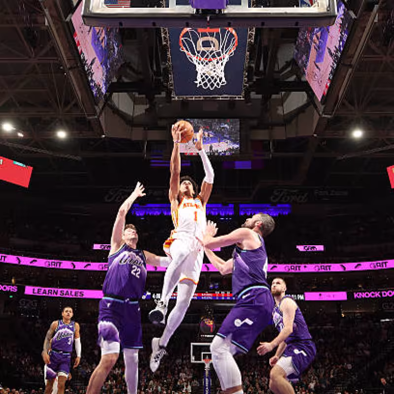 Jalen Johnson, estadísticas NBA increíbles. Foto: gettyimages