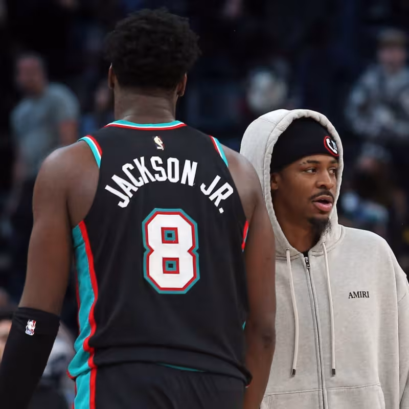 Ja Morant, dressed casually in a Memphis Grizzlies game