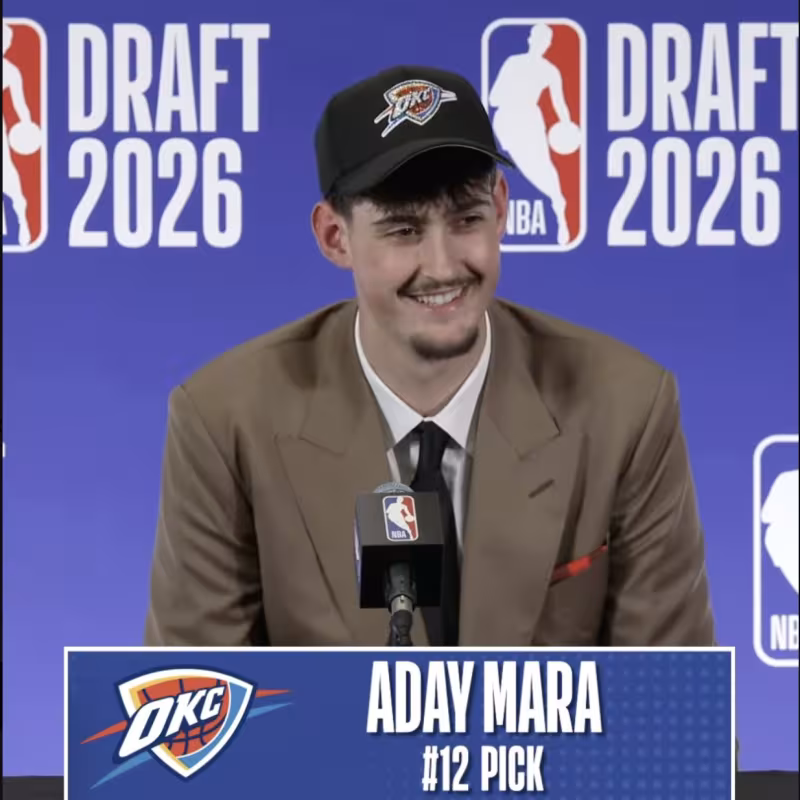 Aday Mara, número 12 del NBA Draft 2026 elegido por OKC.