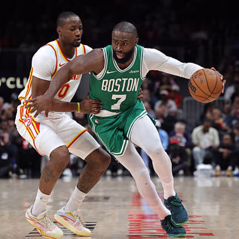 Jaylen Brown, NBA trade rumors to Atlanta Hawks. Photo: gettyimages