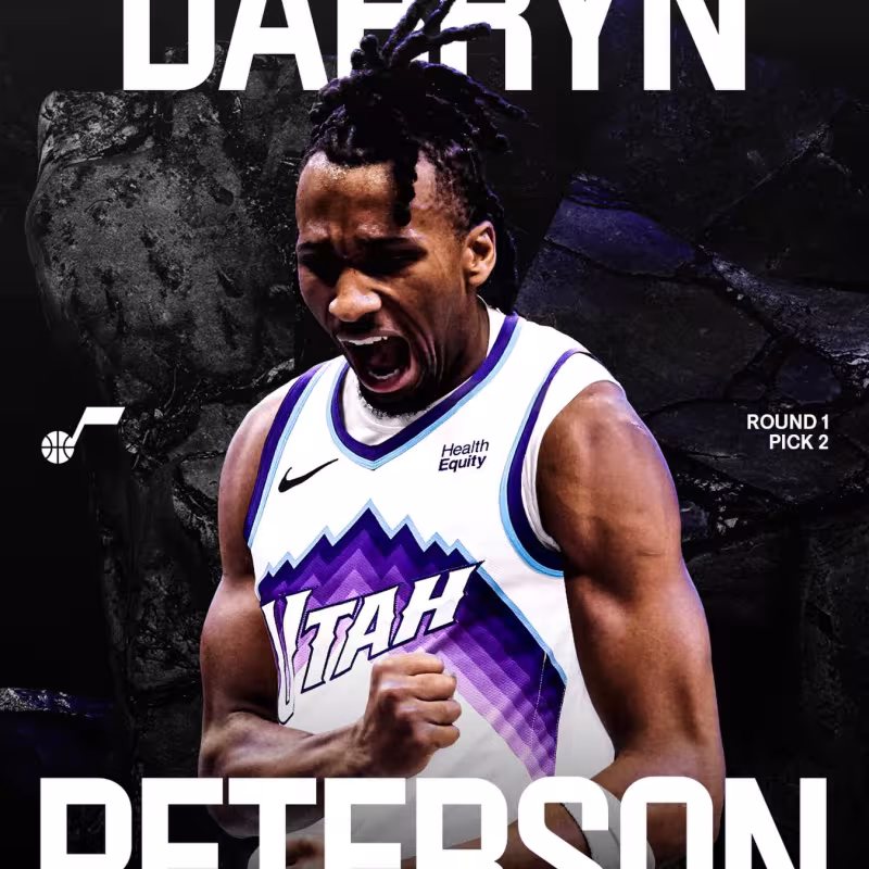 Darryn Peterson, número 2 del NBA Draft 2026 elegido por Utah Jazz.