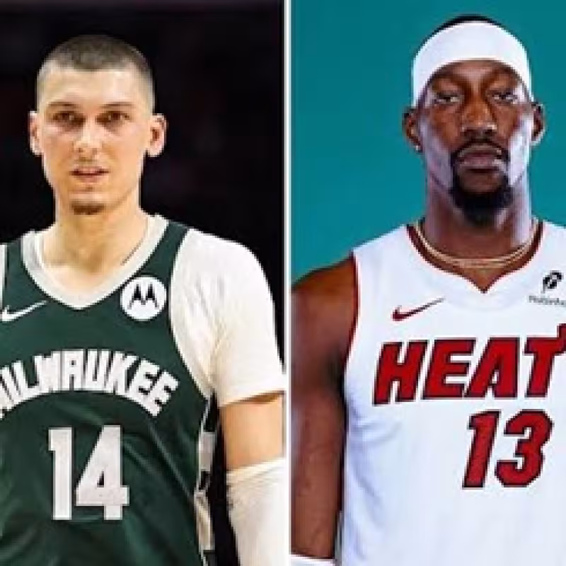 Tyler Herro and Bam Adebayo, players from Milwaukee Bucks and Miami Heat.