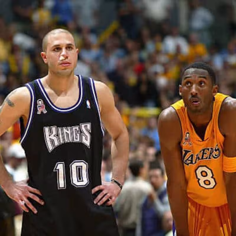 Bibby y Kobe, durante un Kings vs. Lakers