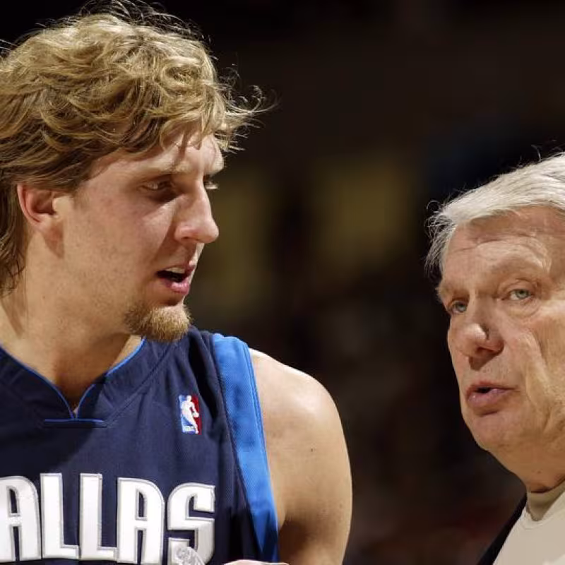 Dirk Nowitzki and Don Nelson, in the Dallas Mavericks.
