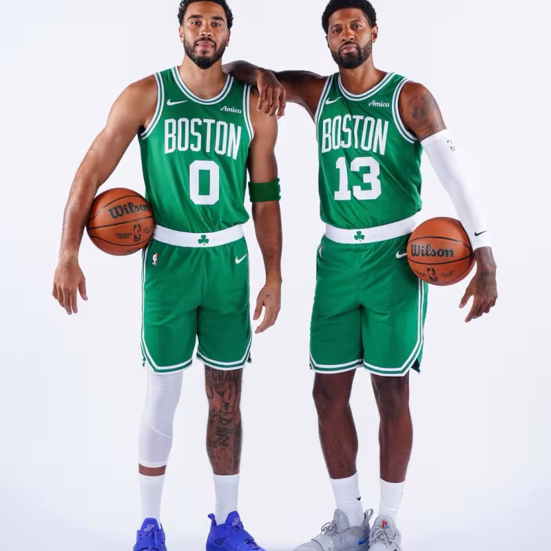 Jayson Tatum y Paul George, en la presentación de los Boston Celtics