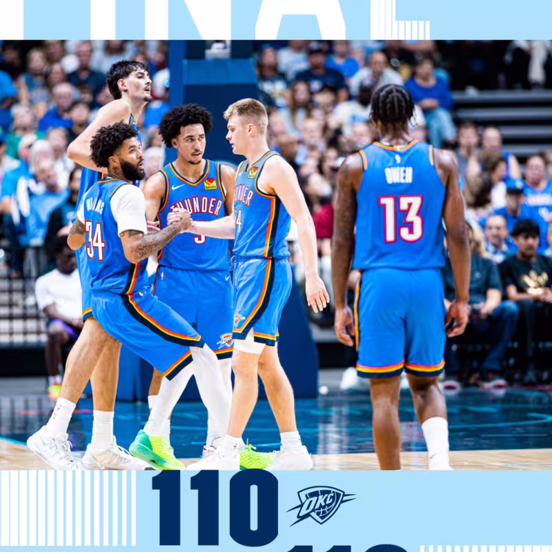 Aday Mara, con sus compañeros de Oklahoma City Thunder