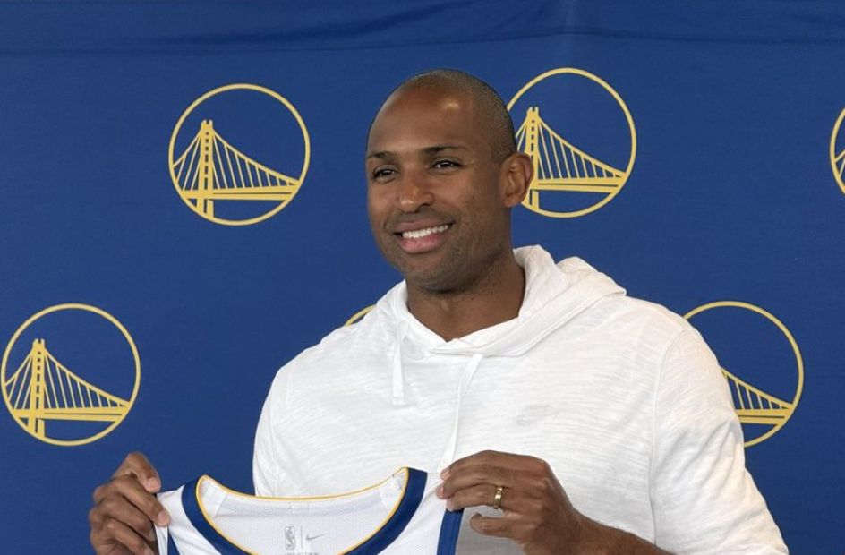Al Horford, en su presentación con los Warriors.