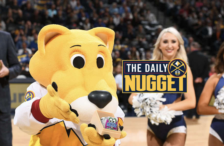 Rocky, the Denver Nuggets mascot, in trouble.