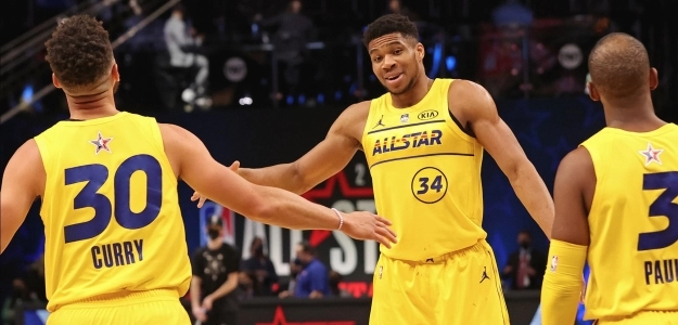 Giannis Antetokounmpo y Stephen Curry, jugadores más destacados del Partido de las Estrellas.