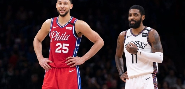 Ben Simmons y Kyrie Irving en un partido.