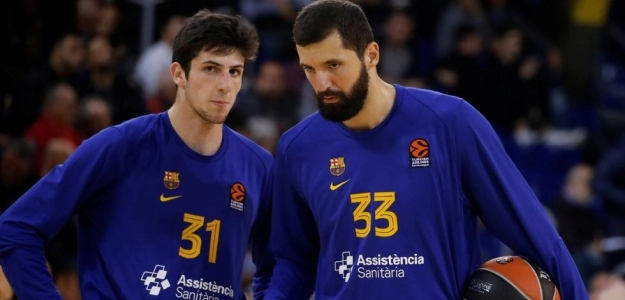 Leandro Bolmaro y Nikola Mirotic con el Barcelona.