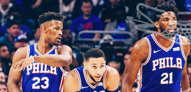 Jimmy Butler, Ben Simmons y Joel Embiid. Foto: @sixers