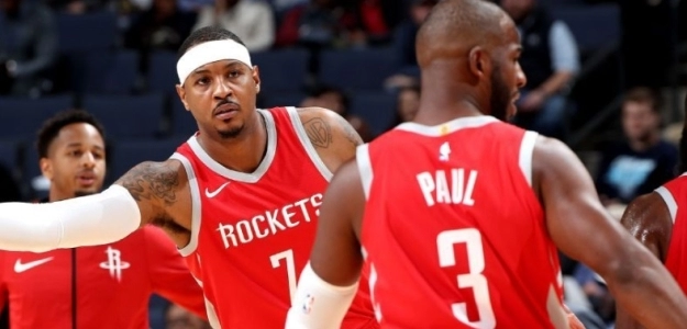 Carmelo Anthony y Chris Paul, jugadores de Houston Rockets.