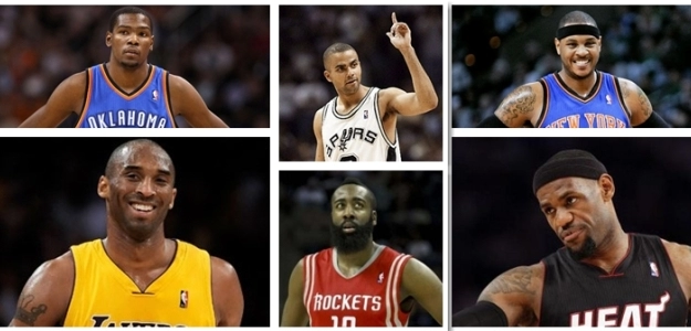 Kevin Durant, Kobe Bryant, Tony Parker, James Harden, Carmelo Anthony, LeBron