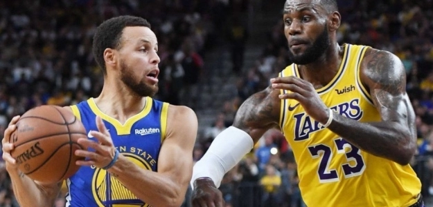 Stephen Curry y LeBron James, jugadores de GSW y Los Angeles Lakers.