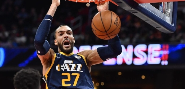 Rudy Gobert en un partido con los Utah Jazz.