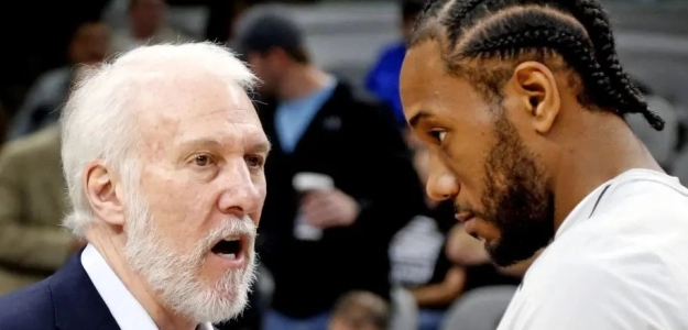 Gregg Popovich y Kawhi Leonard, en su etapa en los Spurs