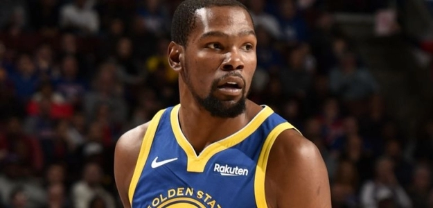 Kevin Durant, con la camiseta de los Warriors.