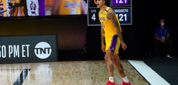 Kyle Kuzma, con la camiseta de Los Angeles Lakers.