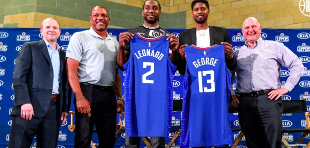 Paul George y Kawhi Leonard, presentados por los Clippers.