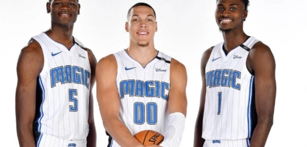 Mo Bamba, Aaron Gordon y Jonathan Isaac, jugadores de Orlando