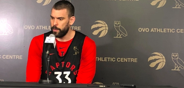 Marc Gasol, en una rueda de prensa de los Raptors.