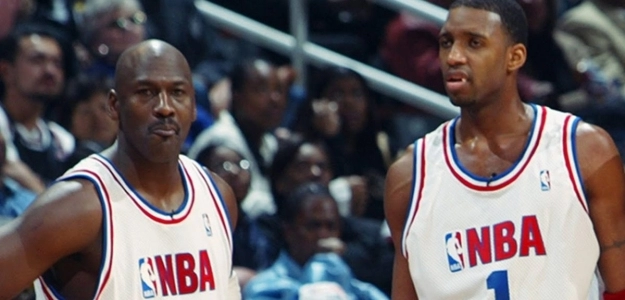 Michael Jordan, junto a Tracy McGrady en un All Star. 