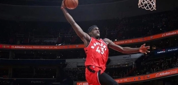 Pascal Siakam, en el último partido de los Raptors en pretemporada ante los Nets.