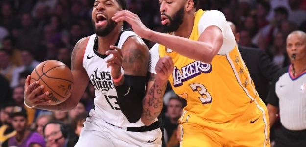 Paul George y Anthony Davis, durante un Lakers-Clippers.