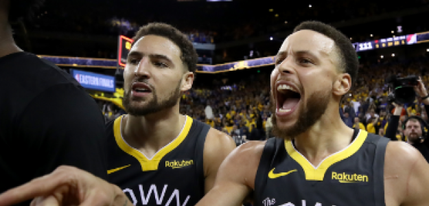 Klay Thompson y Stephen Curry con los Golden State Warriors.