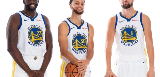Curry, Thompson y Green, en la presentación de la temporada