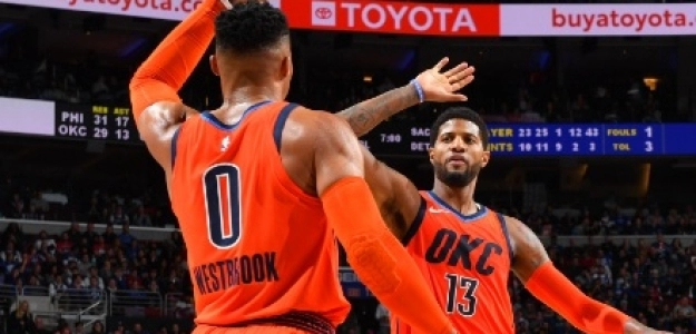 Russell Westbrook y Paul George, estrellas de Oklahoma City Thunder.