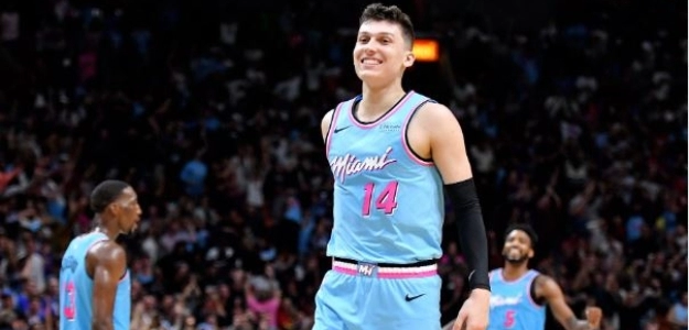 Tyler Herro, con la camiseta de Miami Heat. 
