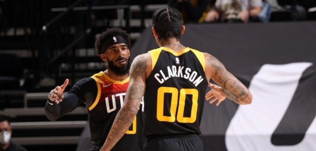 Mike Conley y Jordan Clarkson, jugadores de Utah Jazz.