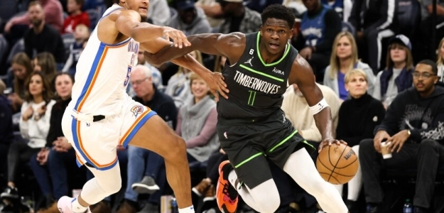 Anthony Edwards, en un partido contra Oklahoma City Thunder