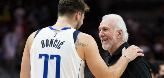 Luka Doncic y Gregg Popovich
