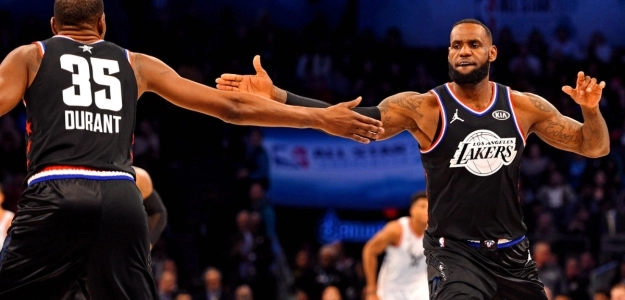 Kevin Durant y LeBron James, jugando juntos en un partido del All-Star