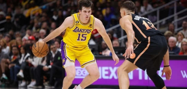 Austin Reaves, en un partido contra los Atlanta Hawks