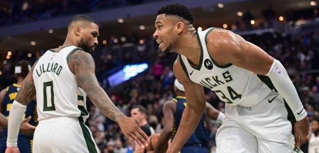 Giannis Antetokounmpo y Damian Lillard, estrellas de Milwaukee Bucks.
