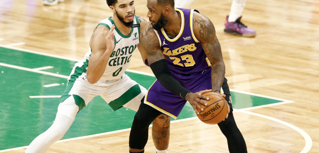LeBron James, alongside Jayson Tatum, NBA stars.