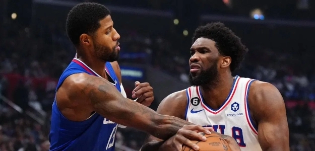 Paul George and Joel Embiid, new teammates on the Philadelphia 76ers.