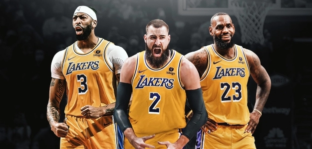 Anthony Davis, Jonas Valančiūnas, and LeBron James, possible frontcourt of the Los Angeles Lakers.