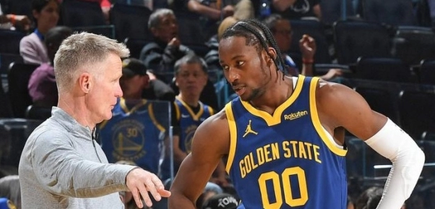 Steve Kerr and Jonathan Kuminga, coach and player of the Golden State Warriors.