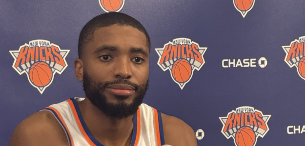Mikal Bridges, con la camiseta de New York Knicks.