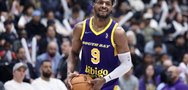 Bronny James, player for the South Bay Lakers in the G League.