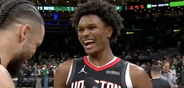 Amen Thompson, key player in Rockets' victory over the Celtics.