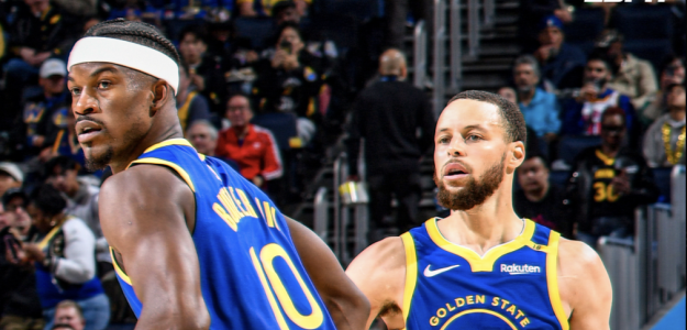 Stephen Curry and Jimmy Butler, stars of the Warriors.